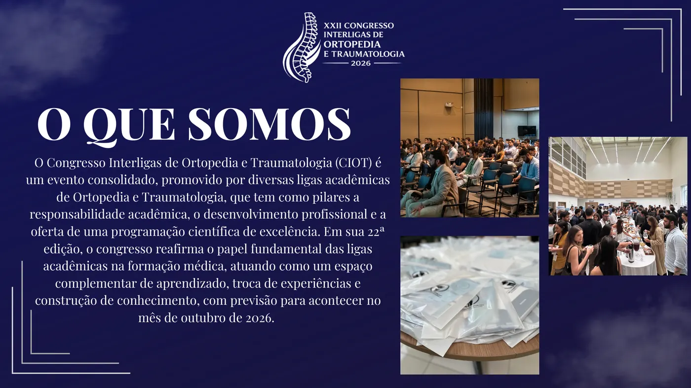 Página do prospecto com fotos de congressistas e apresentação do tema O que somos